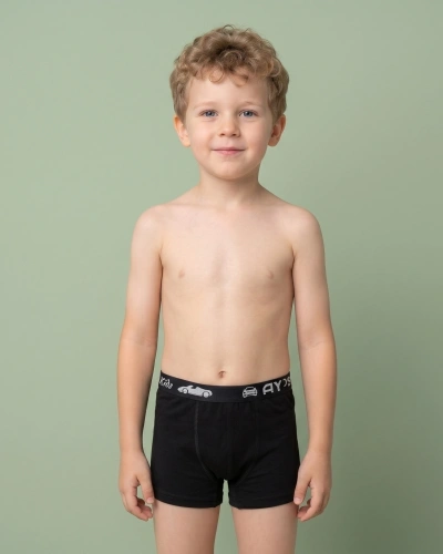 AYS Erkek Çocuk Baskılı Likralı Pamuklu Boxer Siyah 12li Paket