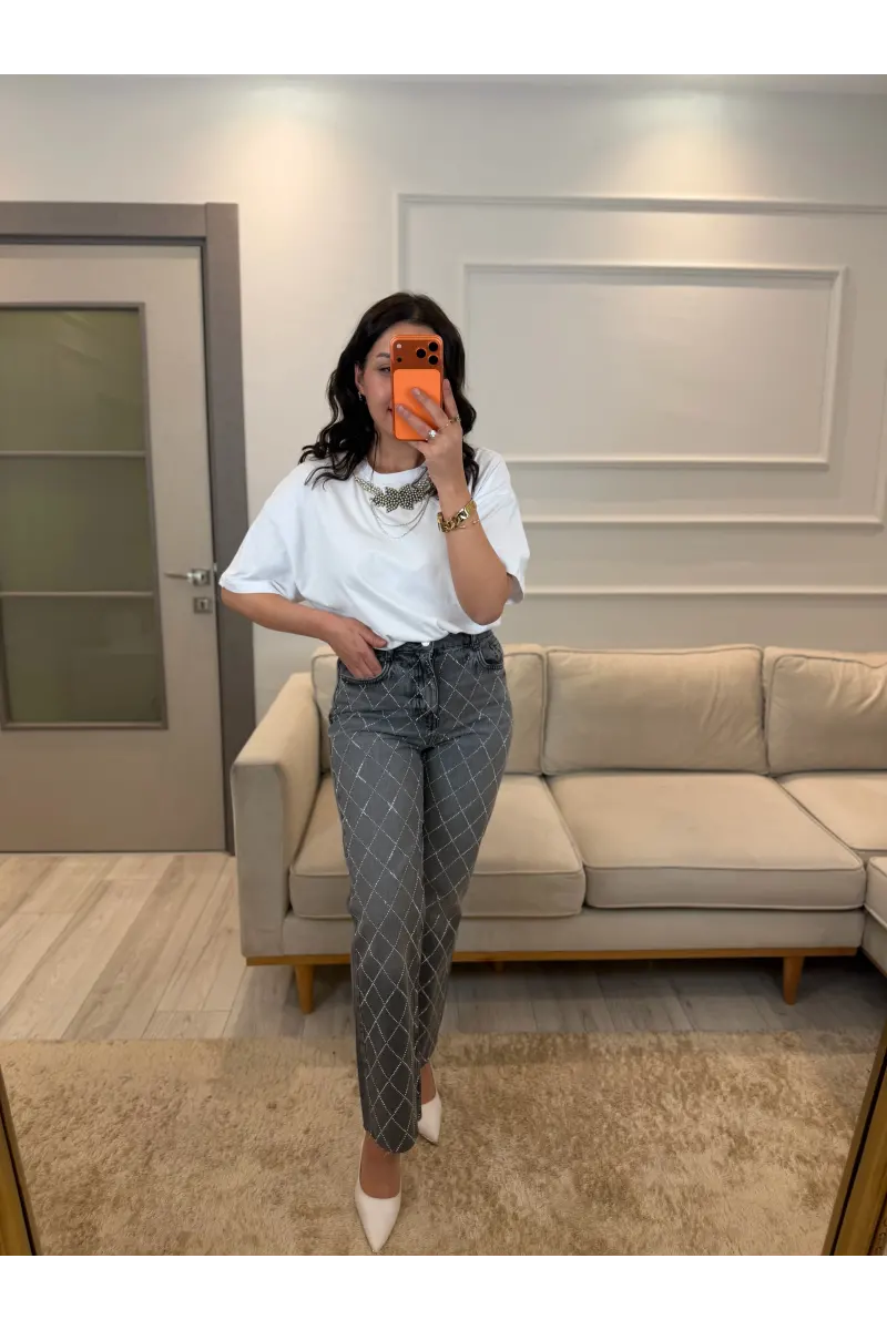 Wang Çapraz Taşlı Jean