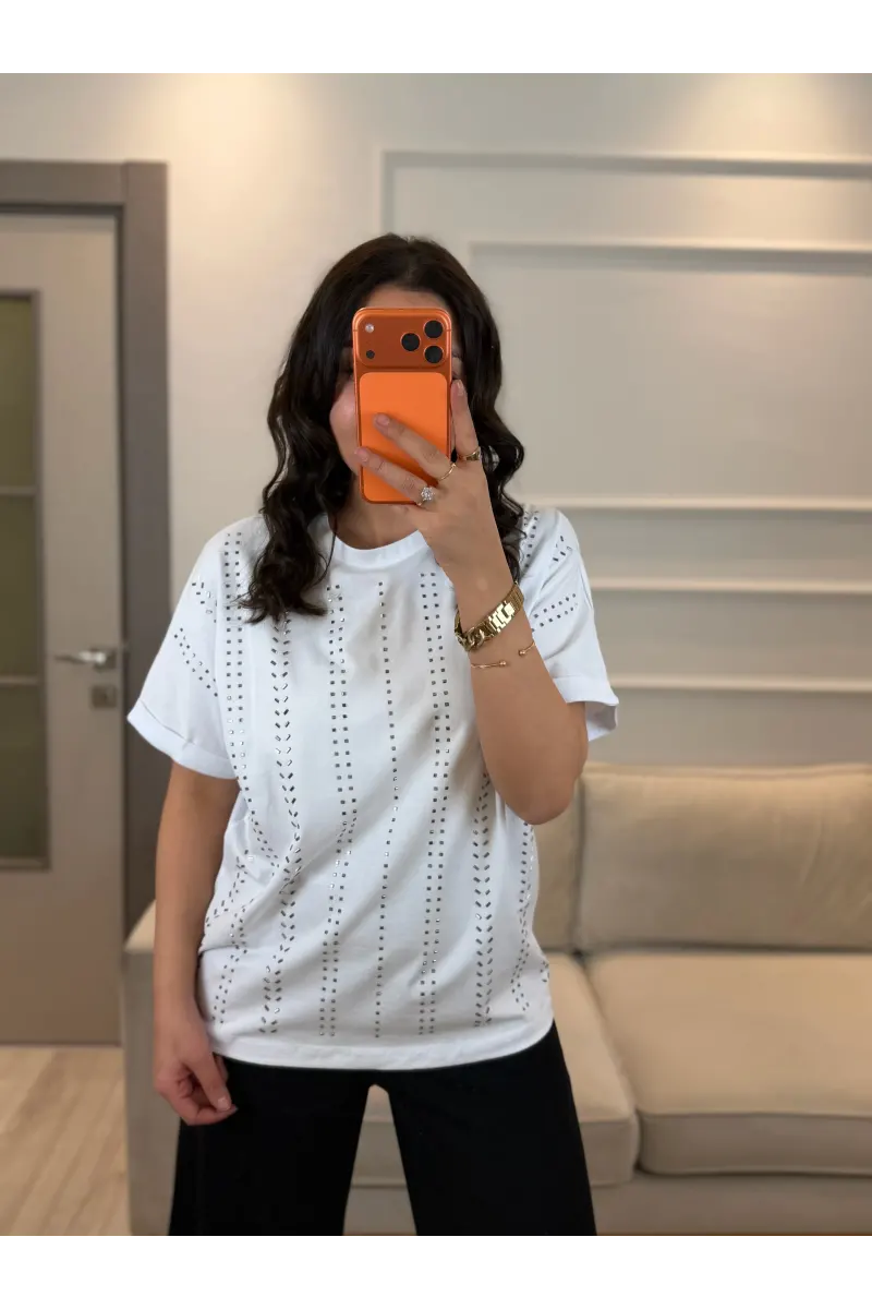 Ful Sıra Taşlı T-Shirt