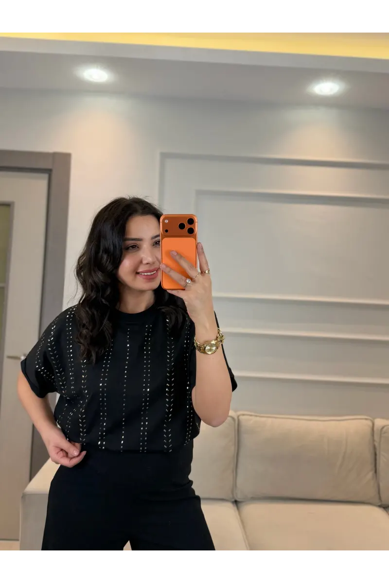 Ful Sıra Taşlı T-Shirt