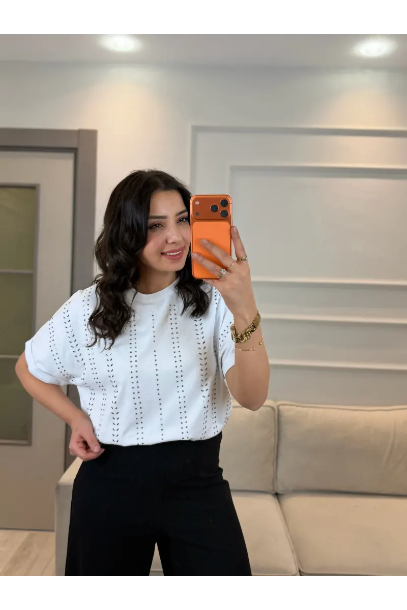 Ful Sıra Taşlı T-Shirt
