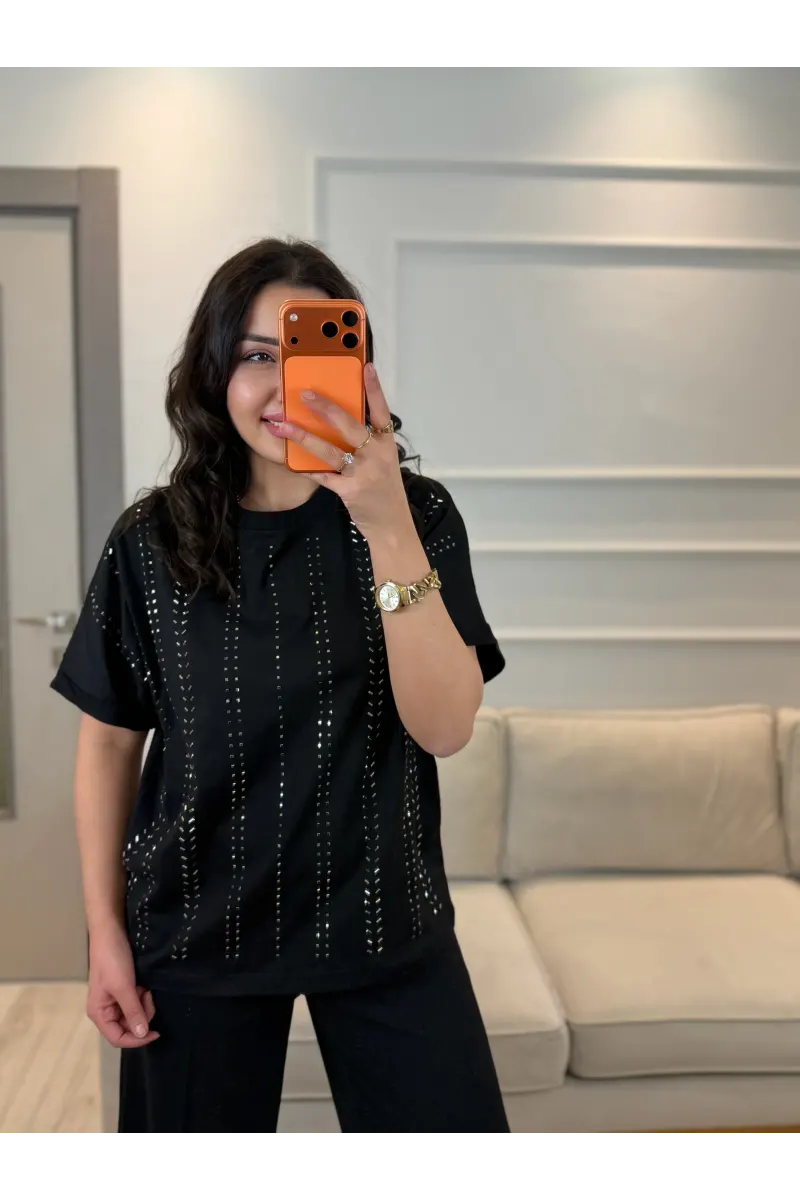 Ful Sıra Taşlı T-Shirt