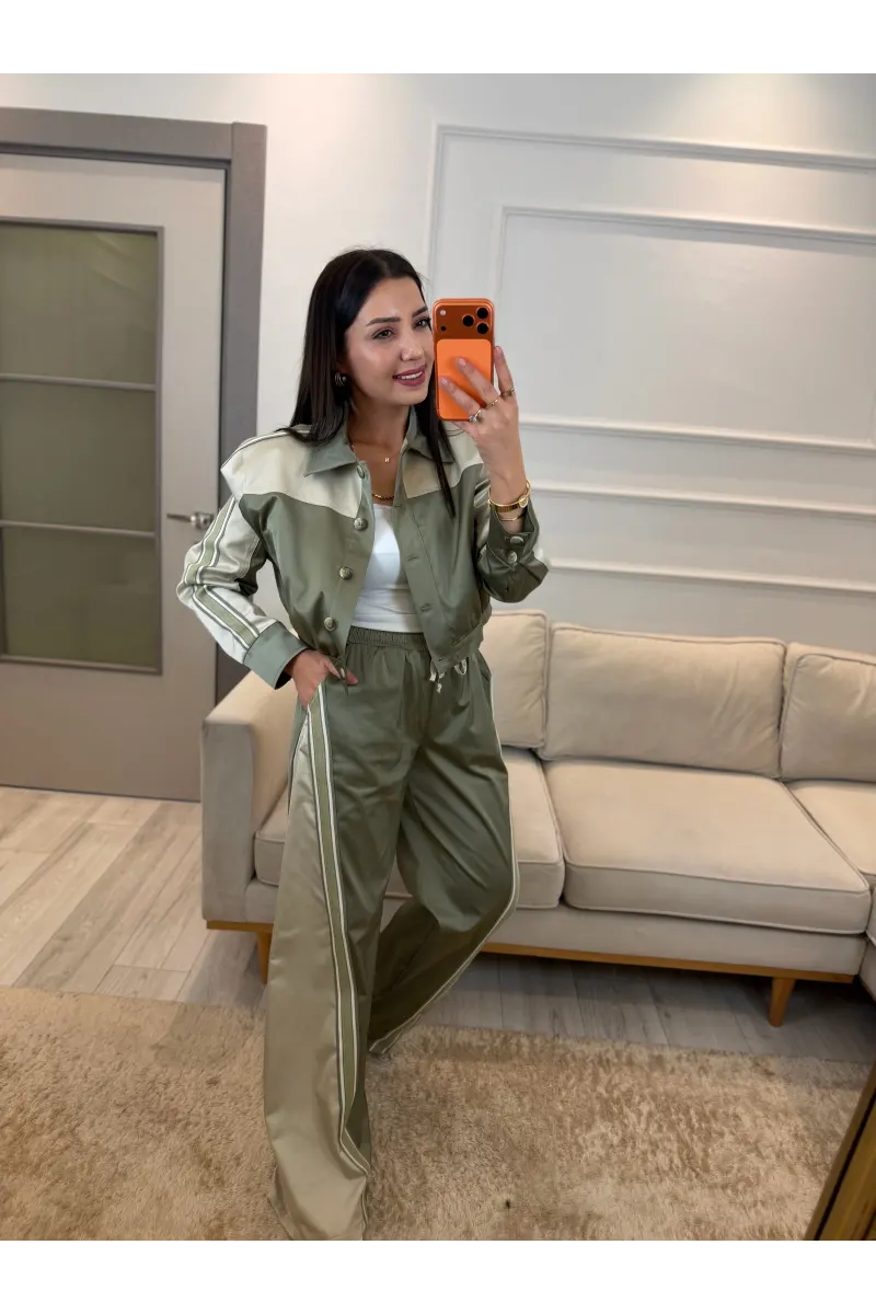 Tasarım Saten Mix Ceket Pantolon Takım