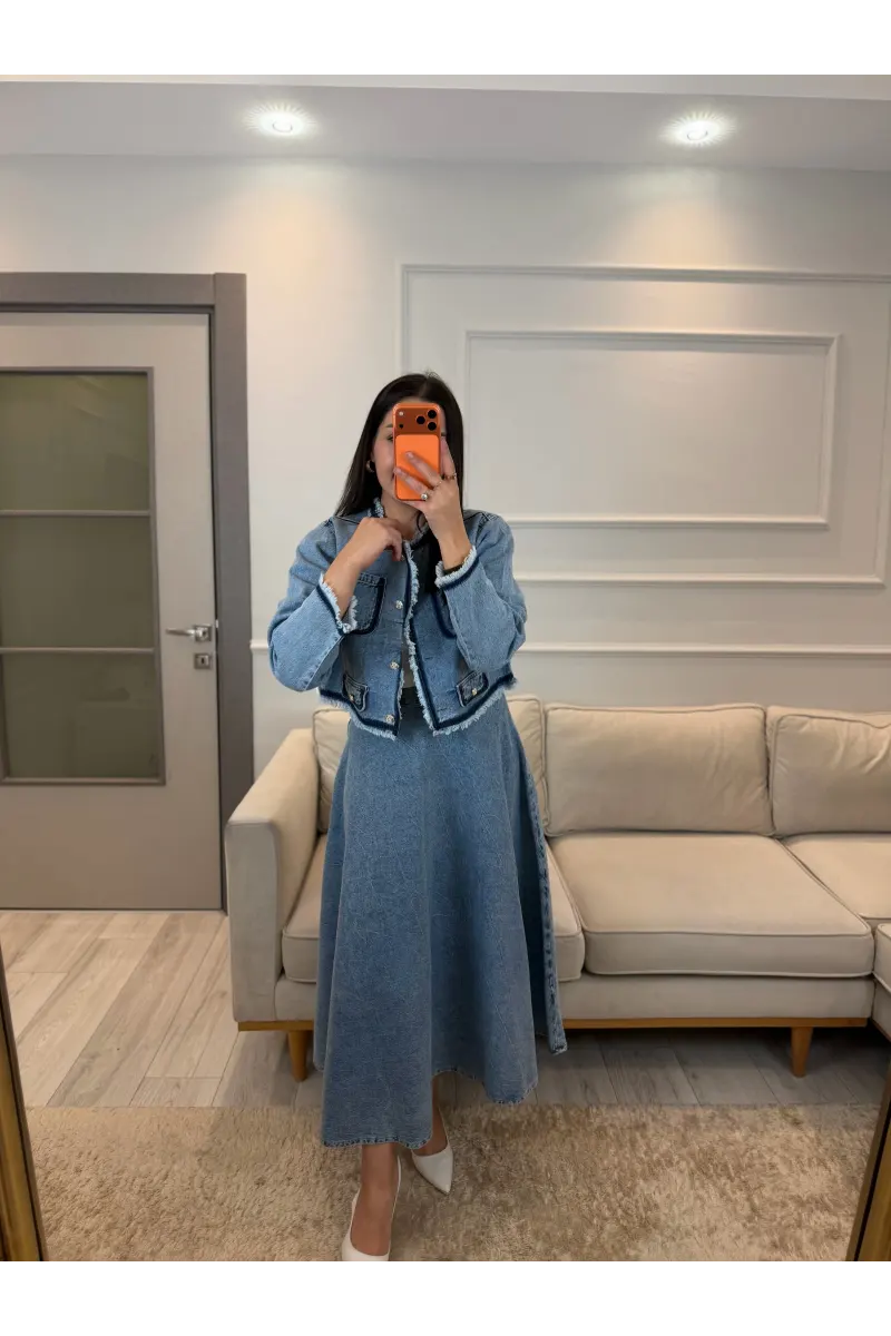 Mrka Muadil Denim Ceket Etek Takım
