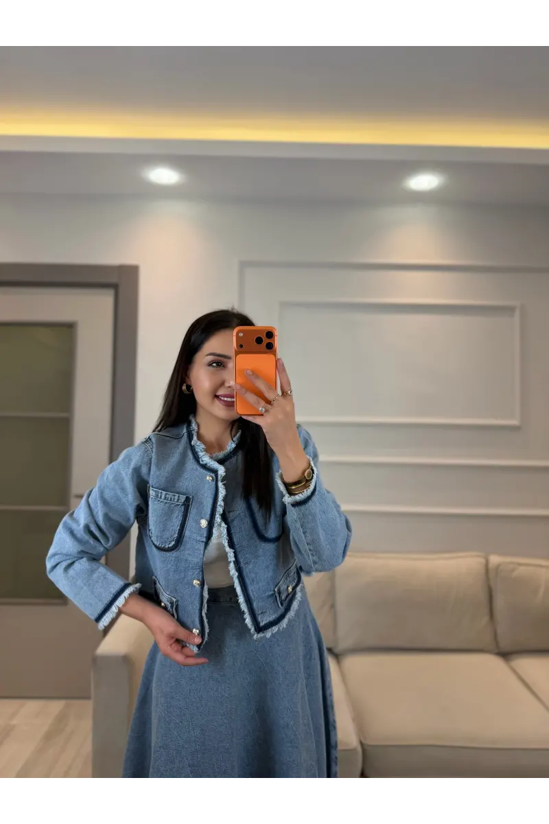 Mrka Muadil Denim Ceket Etek Takım