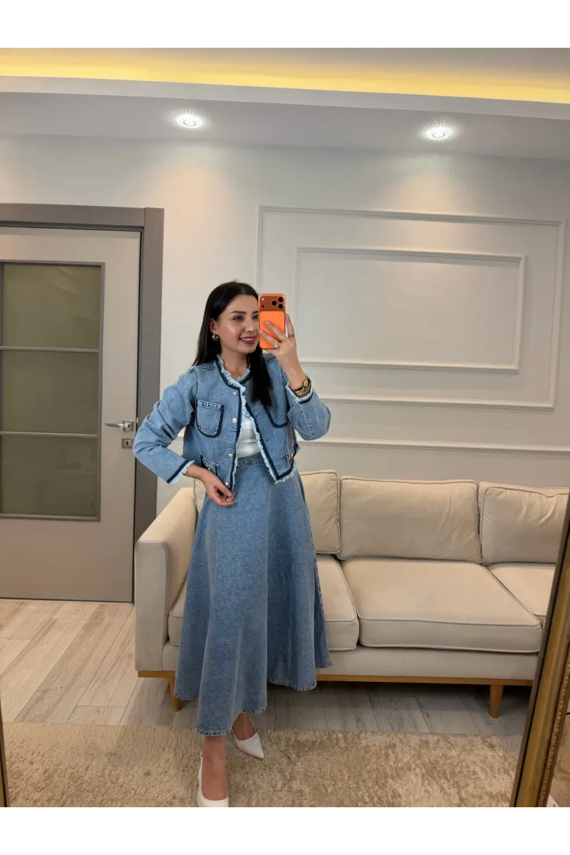 Mrka Muadil Denim Ceket Etek Takım