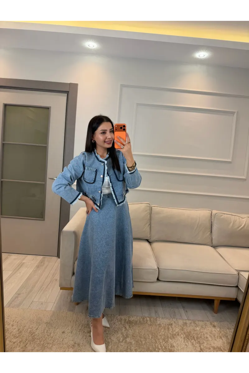 Mrka Muadil Denim Ceket Etek Takım