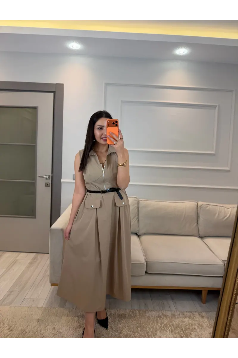Muadil Fermuar Detaylı Elbise