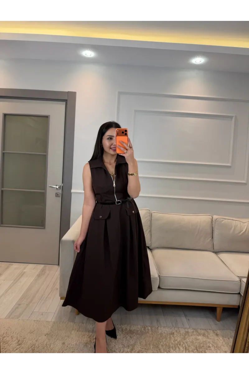Muadil Fermuar Detaylı Elbise