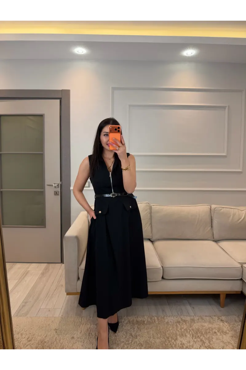 Muadil Fermuar Detaylı Elbise