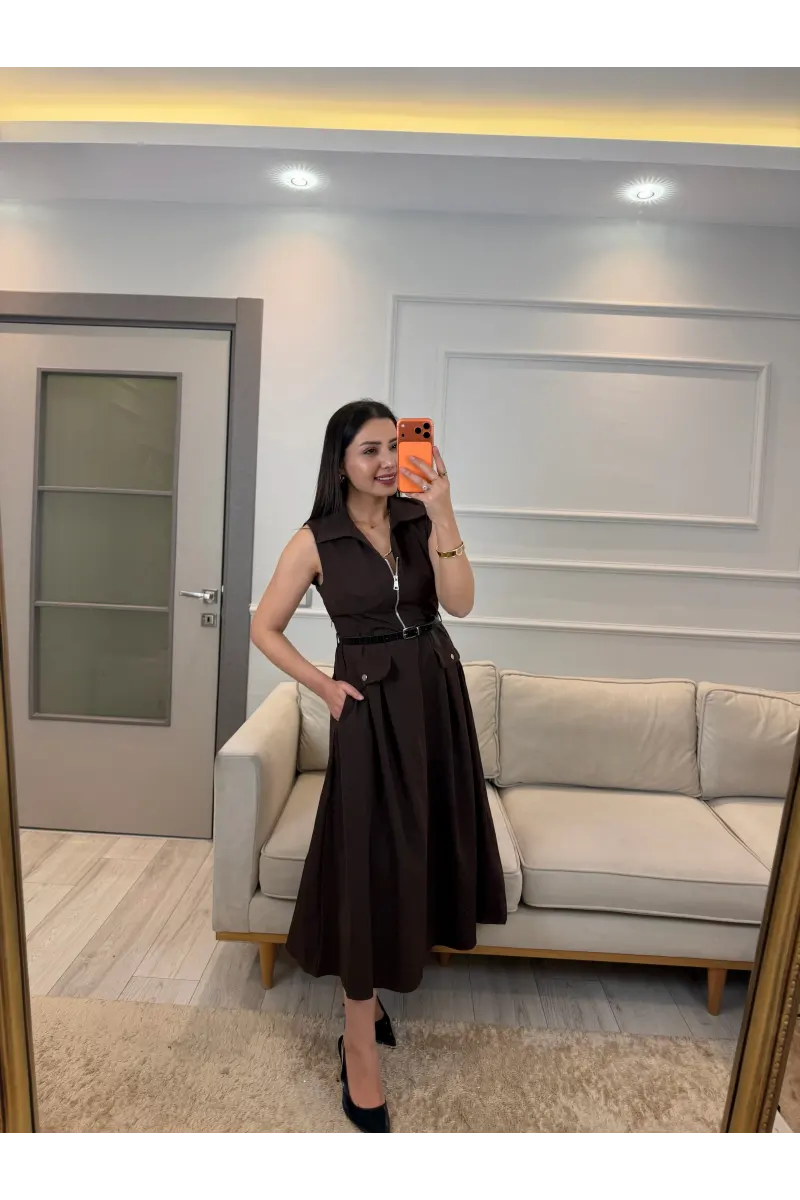 Muadil Fermuar Detaylı Elbise