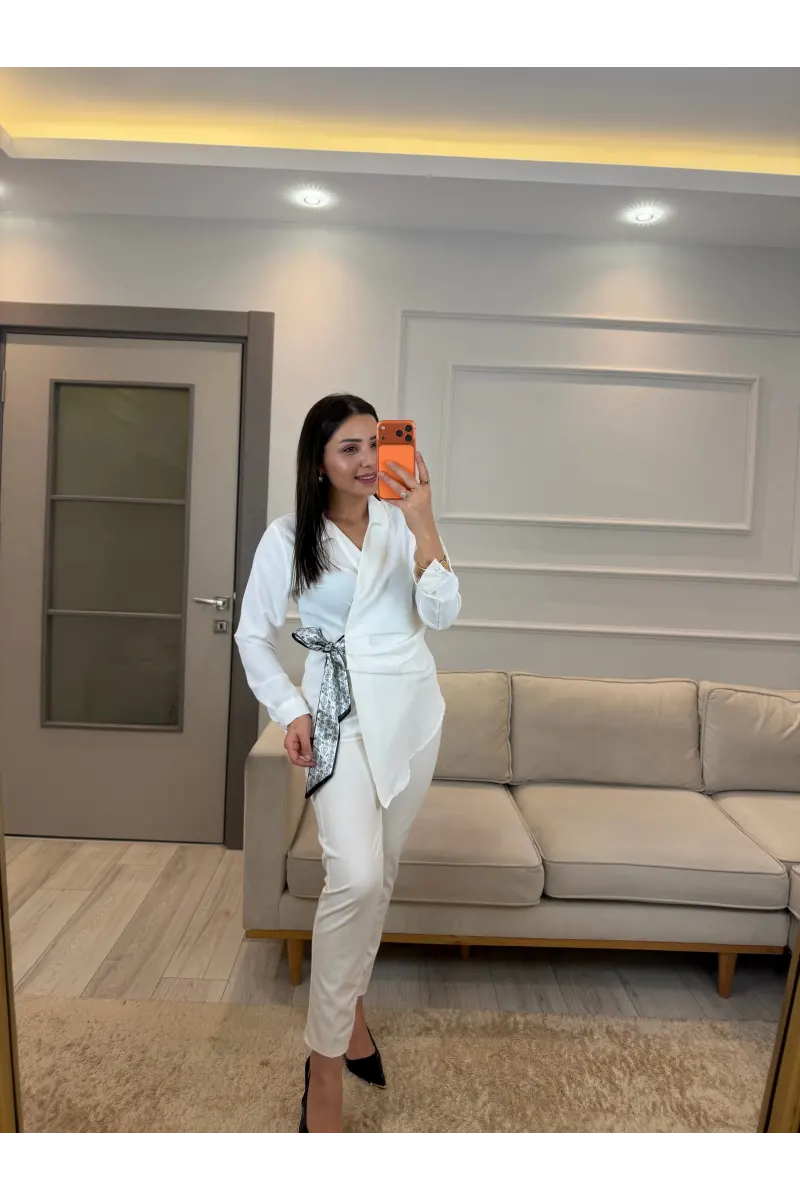 Jesica Fularlı Gömlek