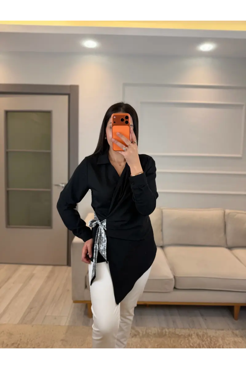 Jesica Fularlı Gömlek