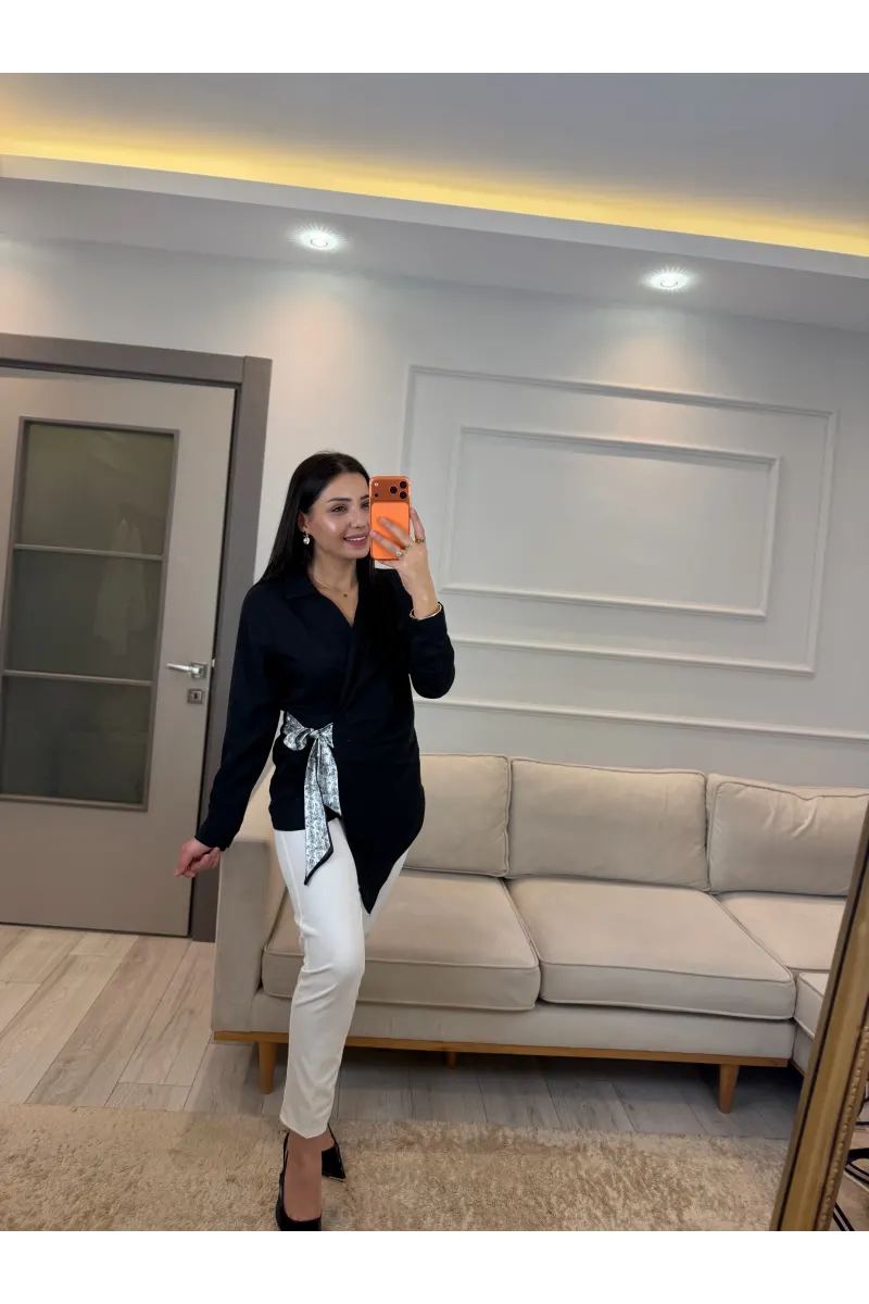 Jesica Fularlı Gömlek