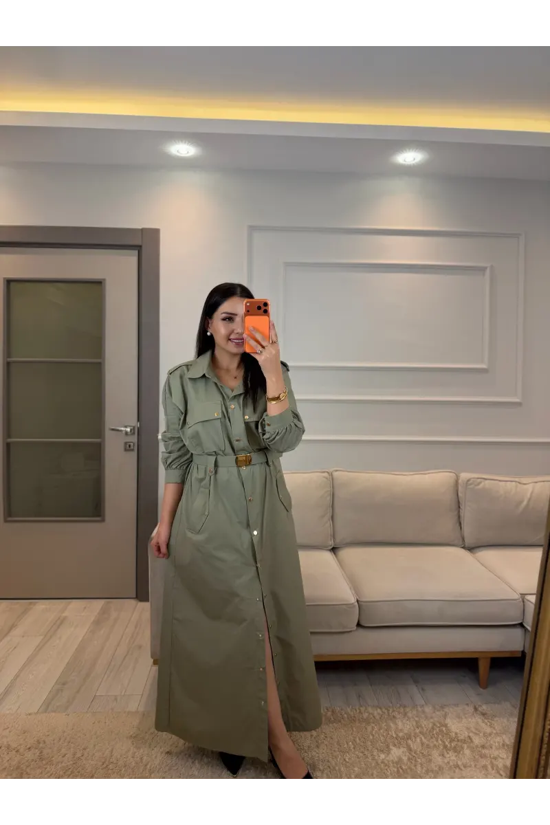Zımba Ve Kemer Detaylı Elbise