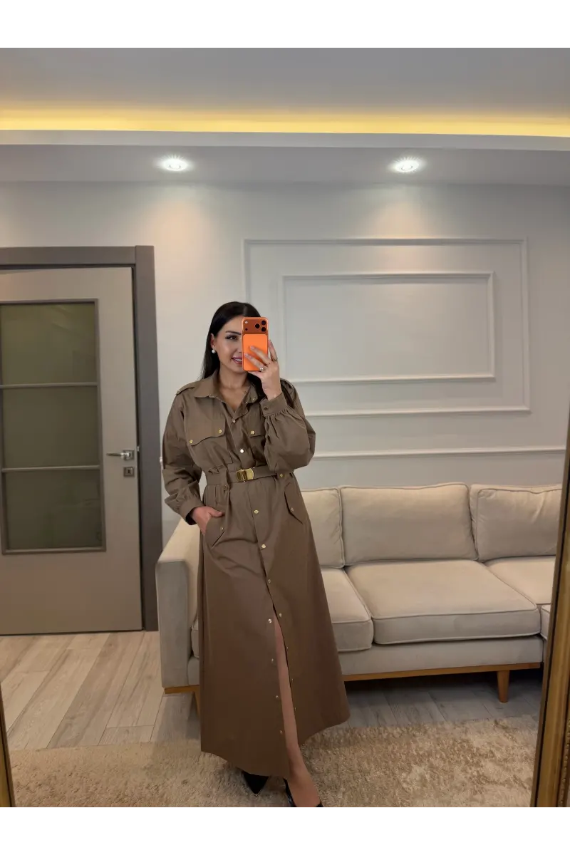 Zımba Ve Kemer Detaylı Elbise
