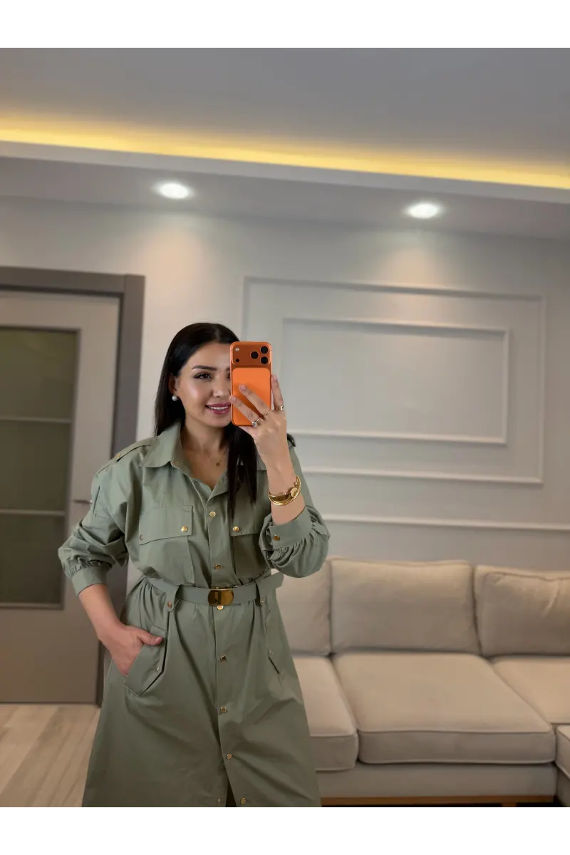 Zımba Ve Kemer Detaylı Elbise