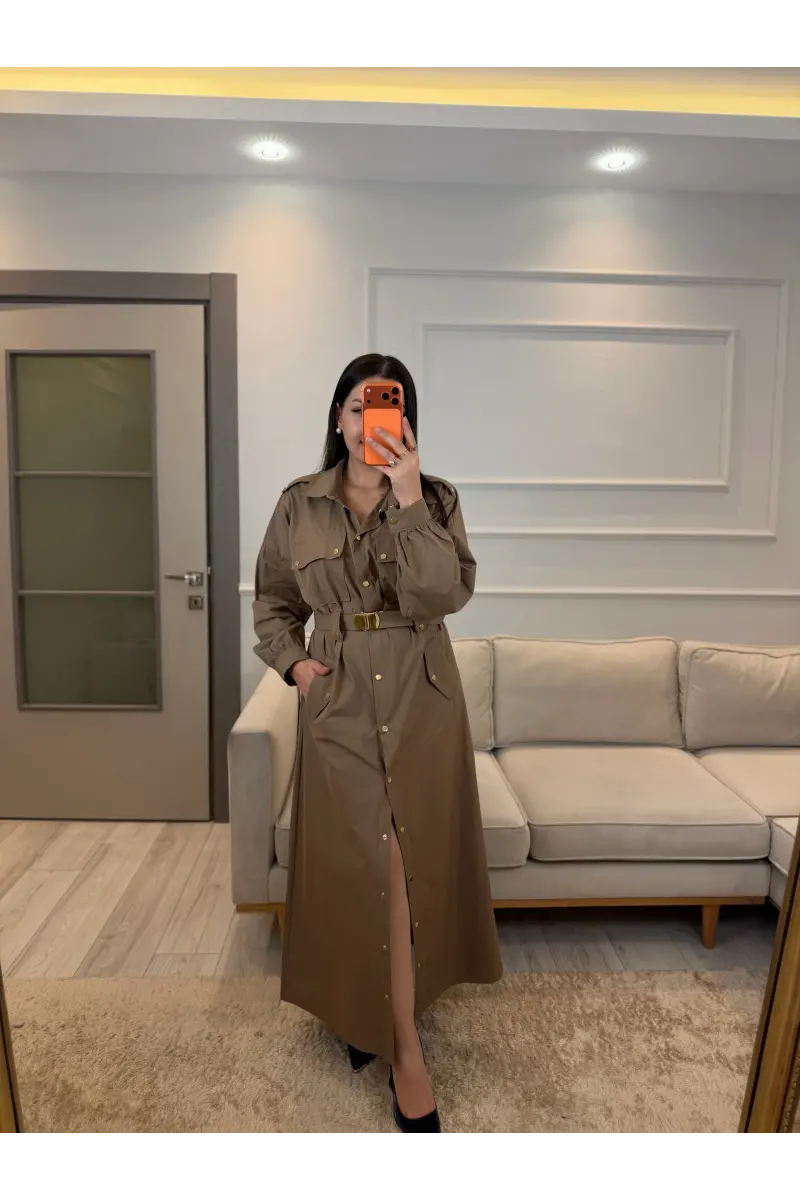 Zımba Ve Kemer Detaylı Elbise