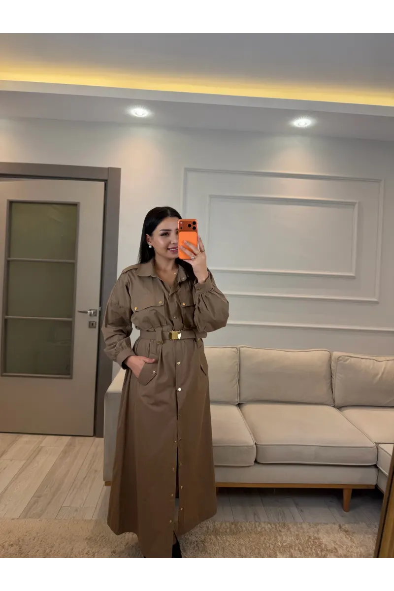 Zımba Ve Kemer Detaylı Elbise