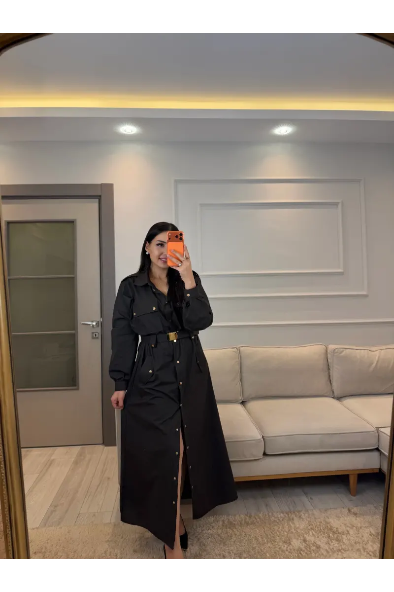 Zımba Ve Kemer Detaylı Elbise