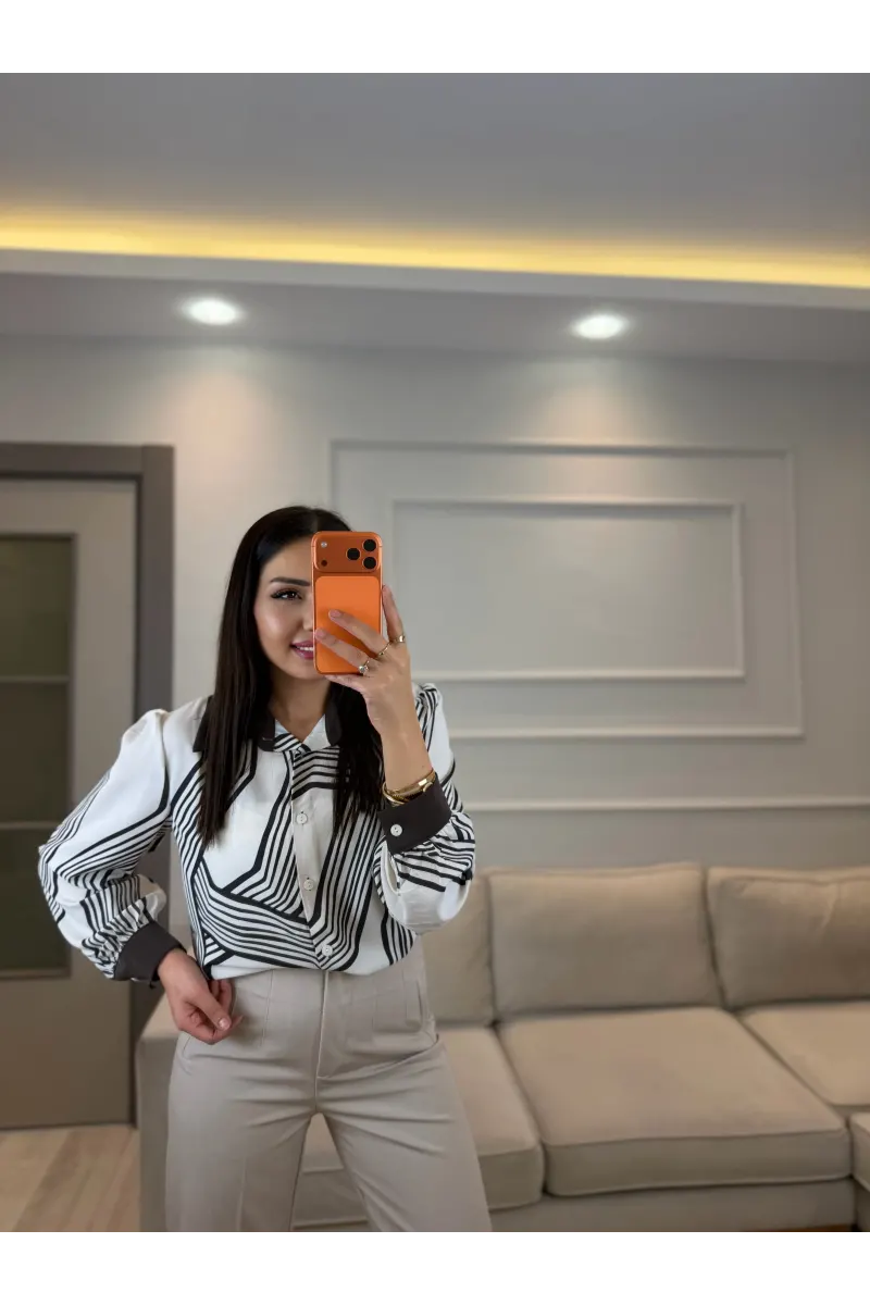 Çizgili Şifon Gömlek