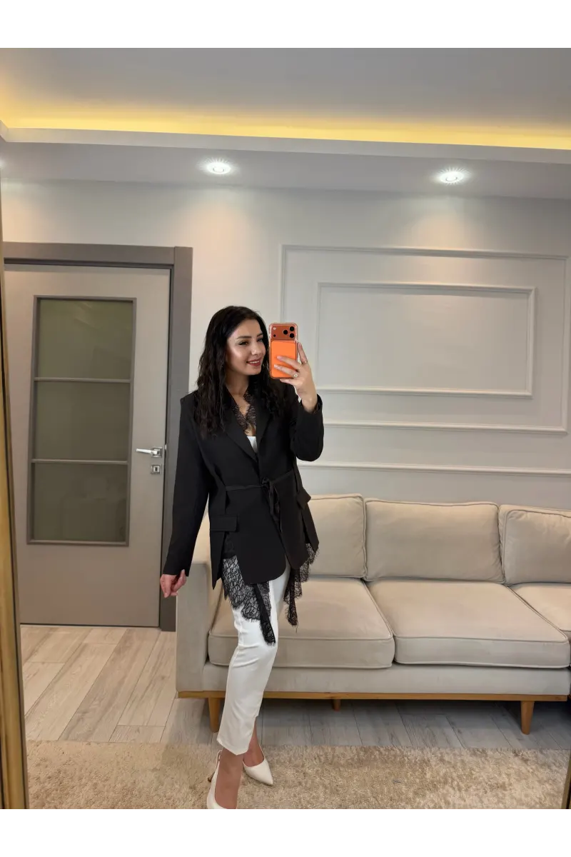 Mrka Muadil Dantel Detaylı Blazer Ceket
