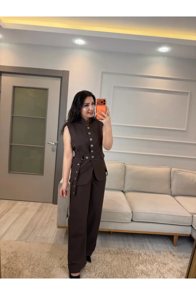 Mrka Muadil Kuş Gözlü Yelek Pantolon Takım