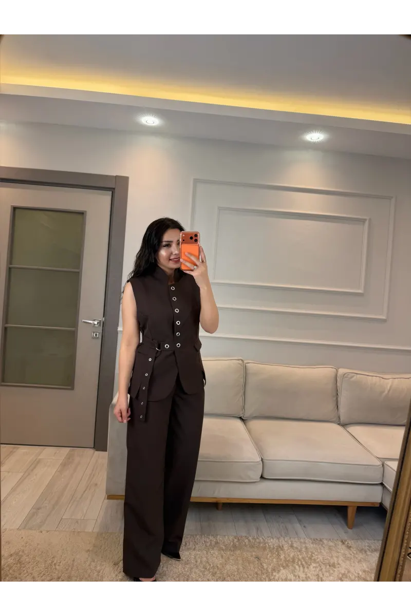 Mrka Muadil Kuş Gözlü Yelek Pantolon Takım