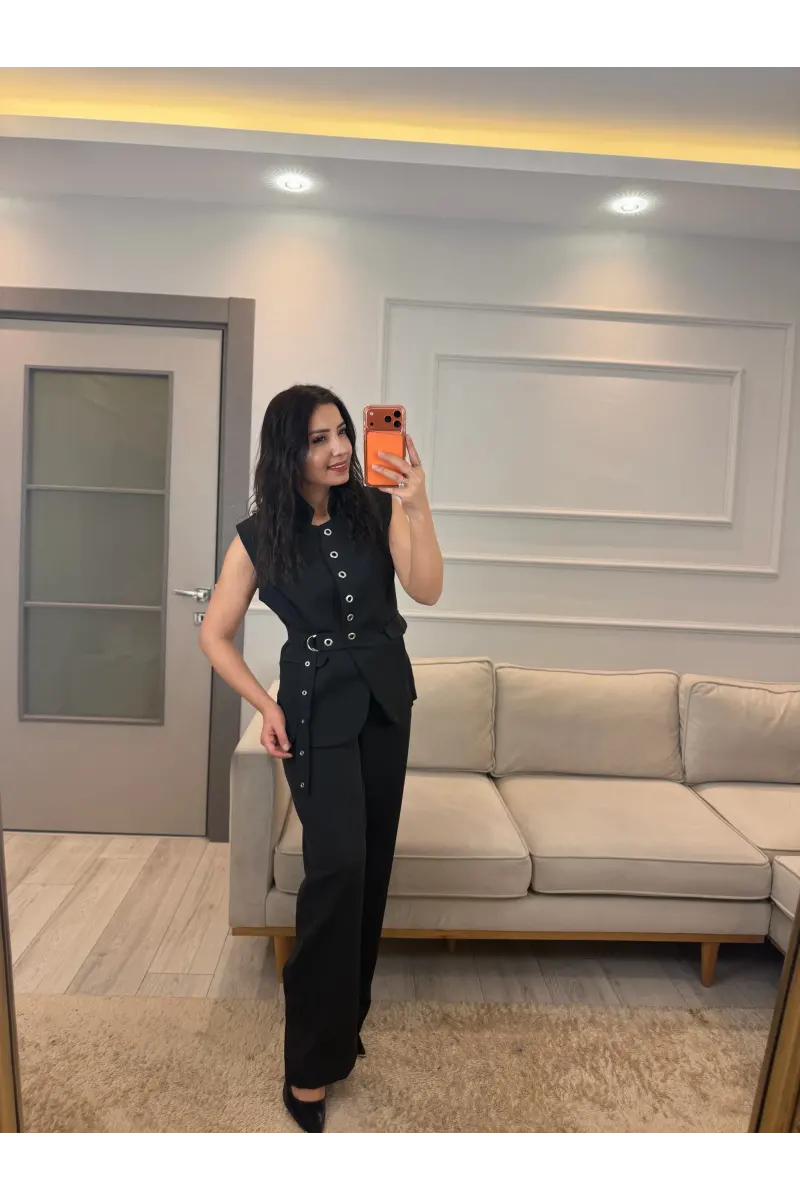 Mrka Muadil Kuş Gözlü Yelek Pantolon Takım