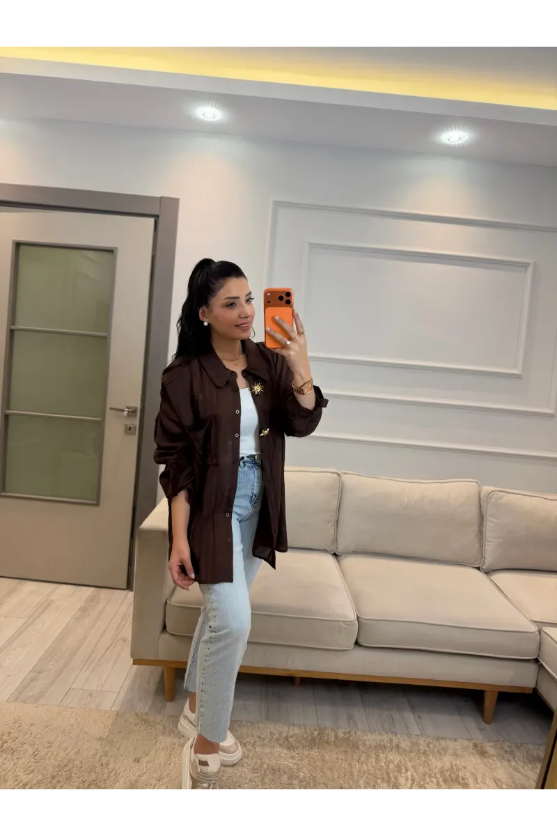 Petek Yıldız Aksesuarlı Salaş Gömlek