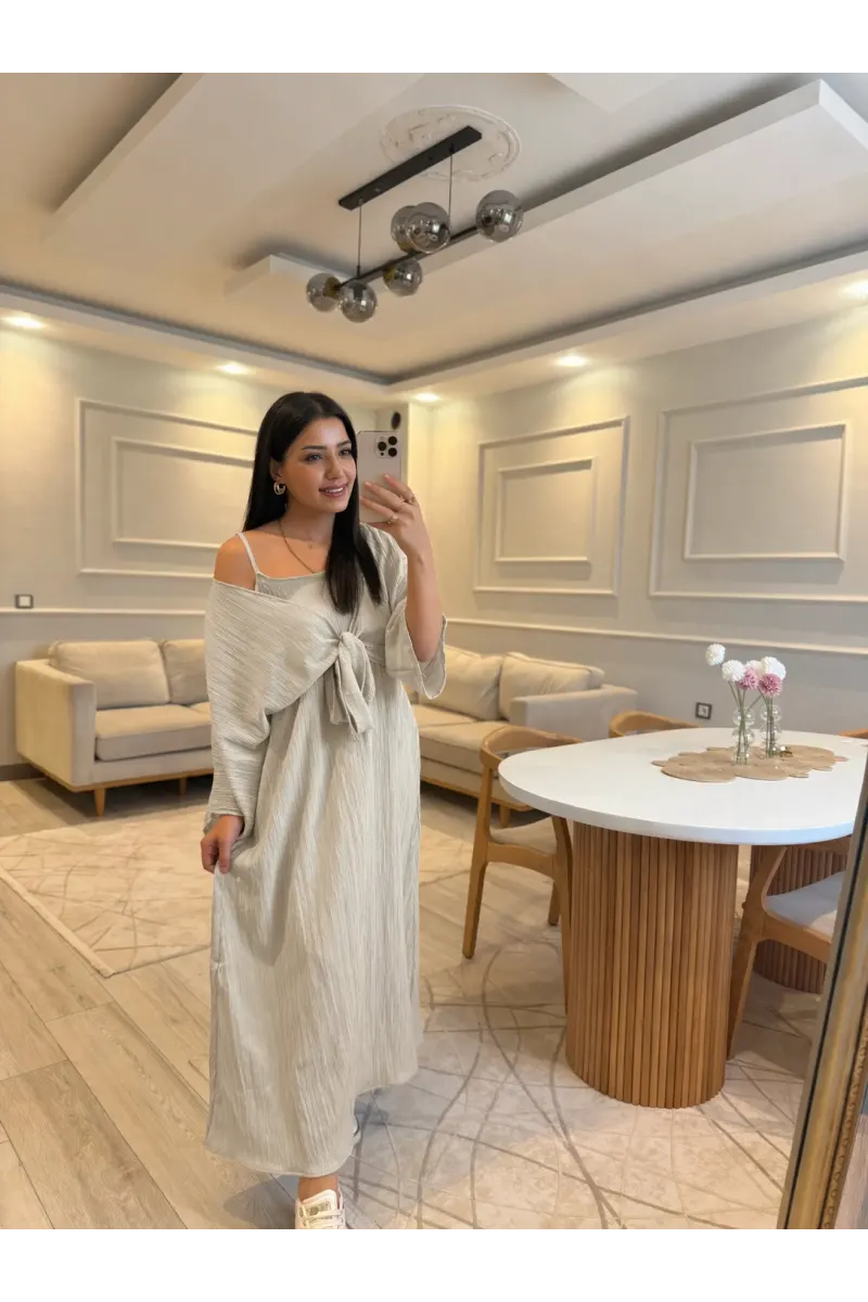 Bolerolu İp Askılı Elbise