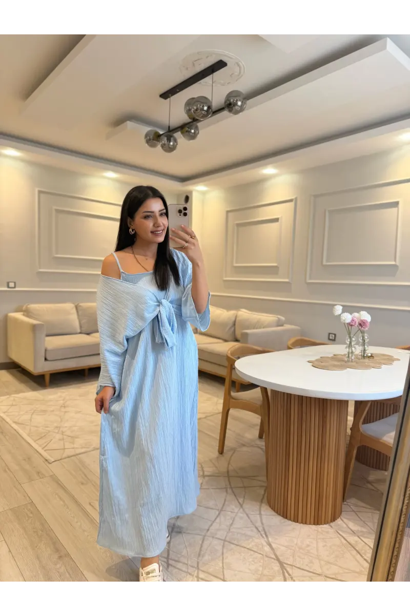 Bolerolu İp Askılı Elbise