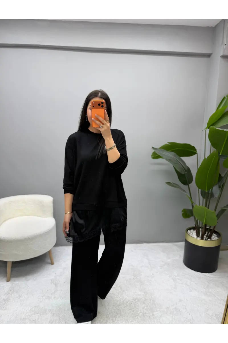 Saten Dantel Detaylı Modal Takım