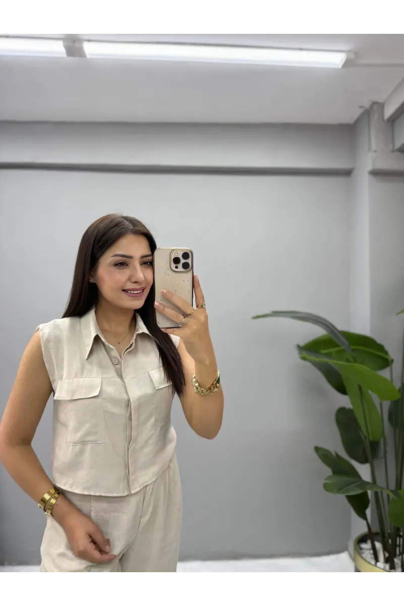 Luiza Cep Detaylı Sıfır Kol İkili Takım