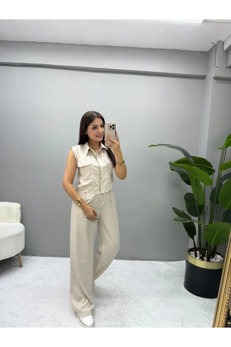Luiza Cep Detaylı Sıfır Kol İkili Takım