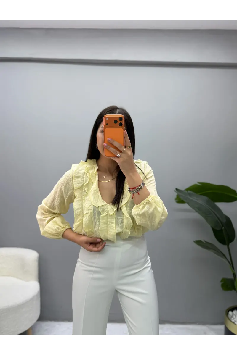 Premium Fırfırlı Tensel Bluz