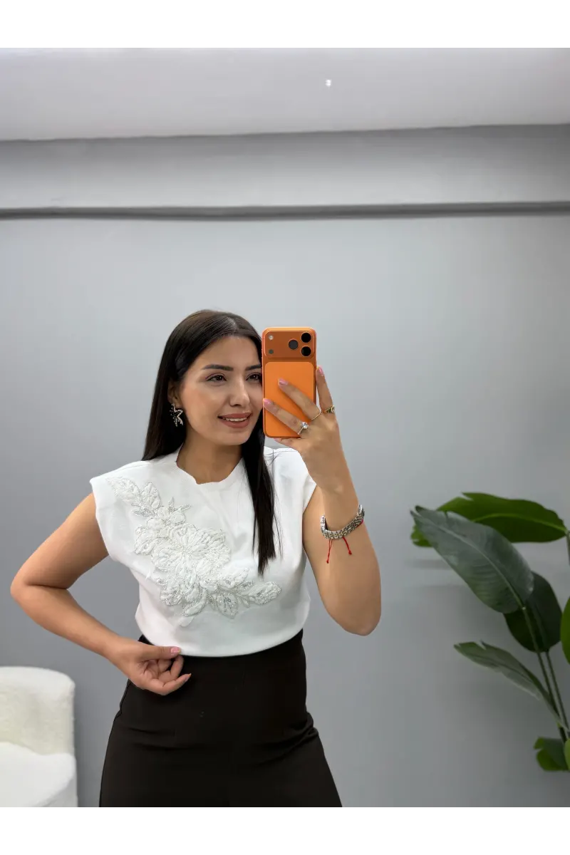 Pera Mrka Model Çiçek Desenli Bluz
