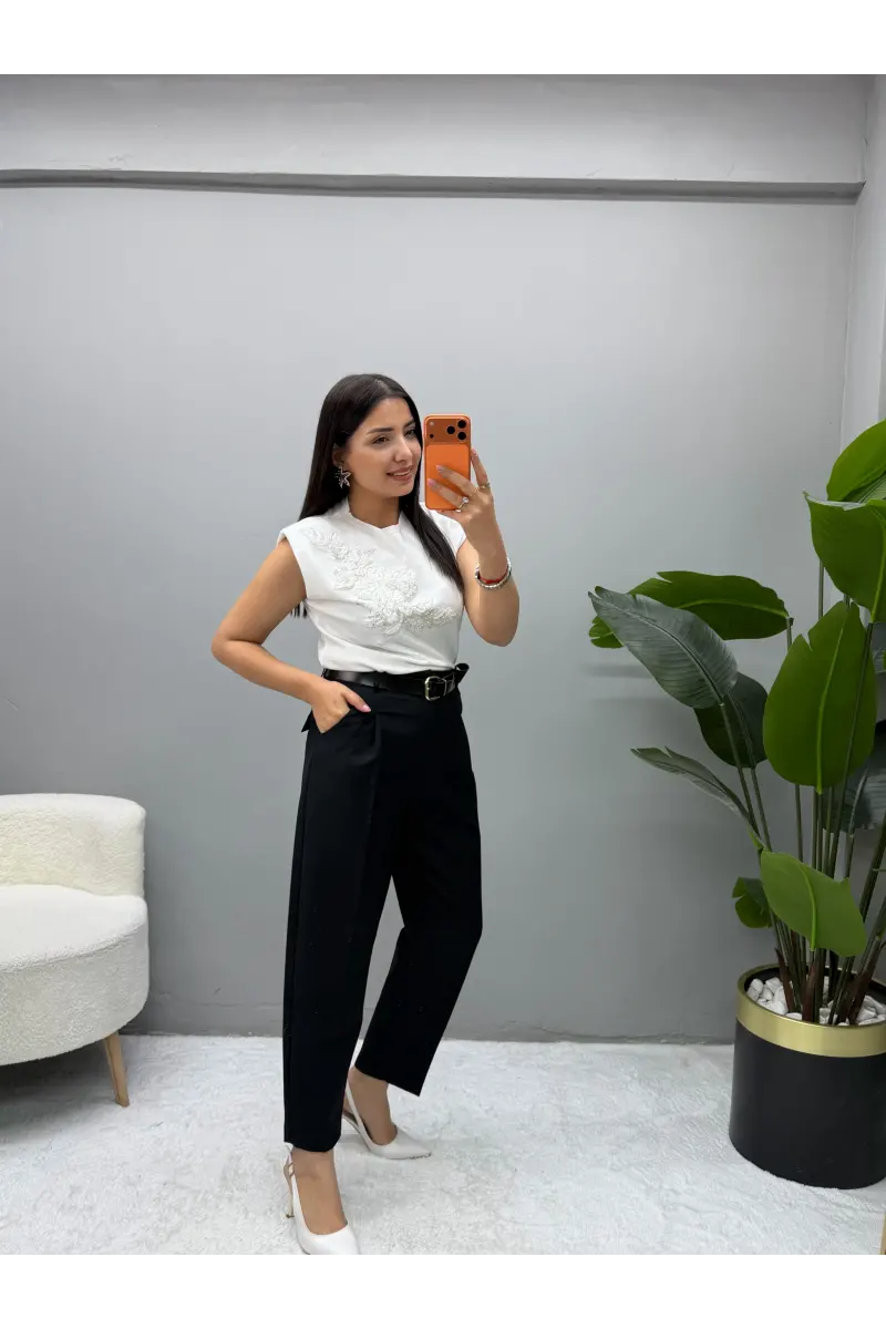 Pera Mrka Model Çiçek Desenli Bluz