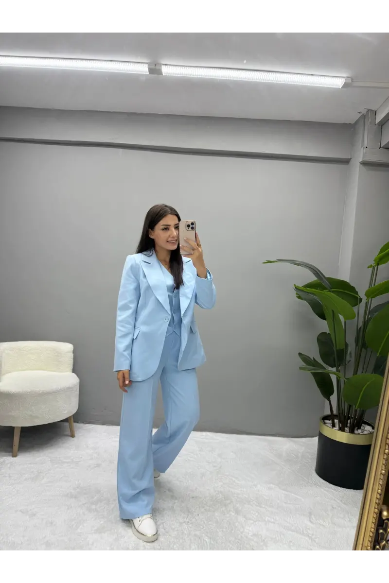 Raha Blazer Ceket Yelek Pantolon Takım