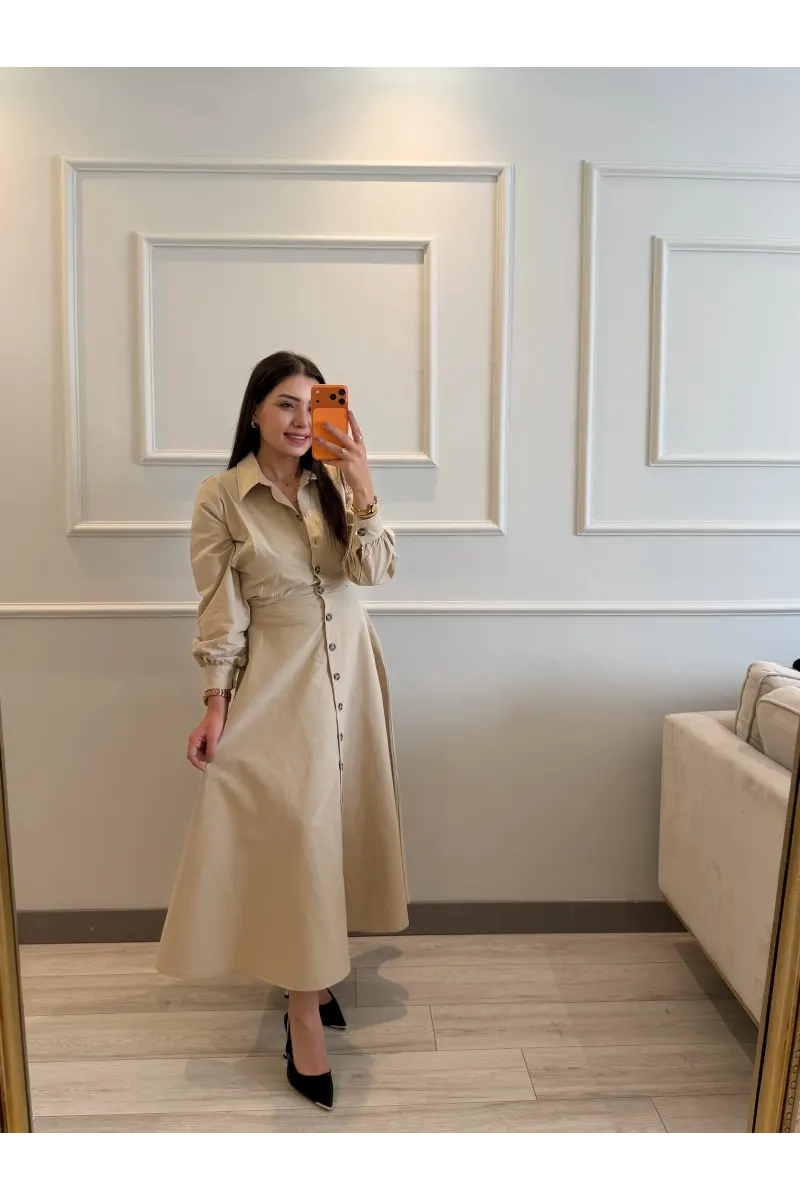 Bağlamalı Poplin Kumaş Elbise