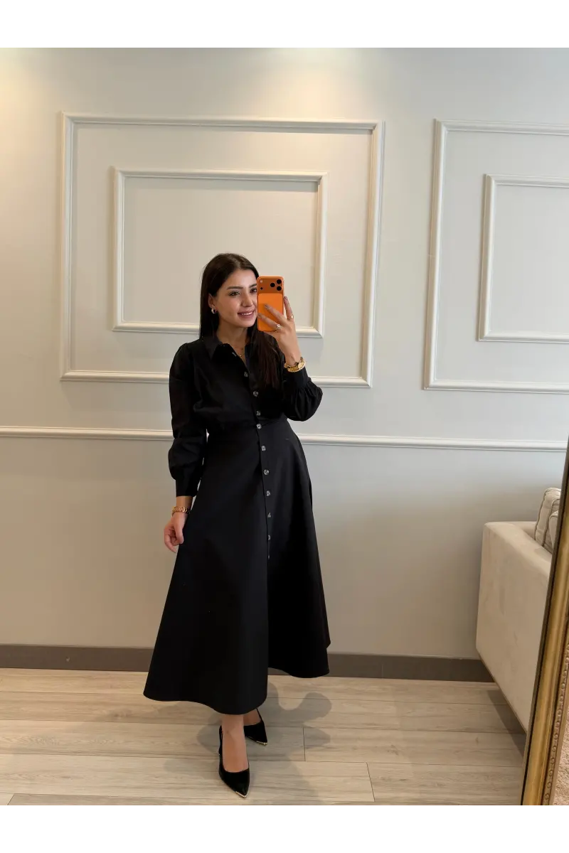 Bağlamalı Poplin Kumaş Elbise
