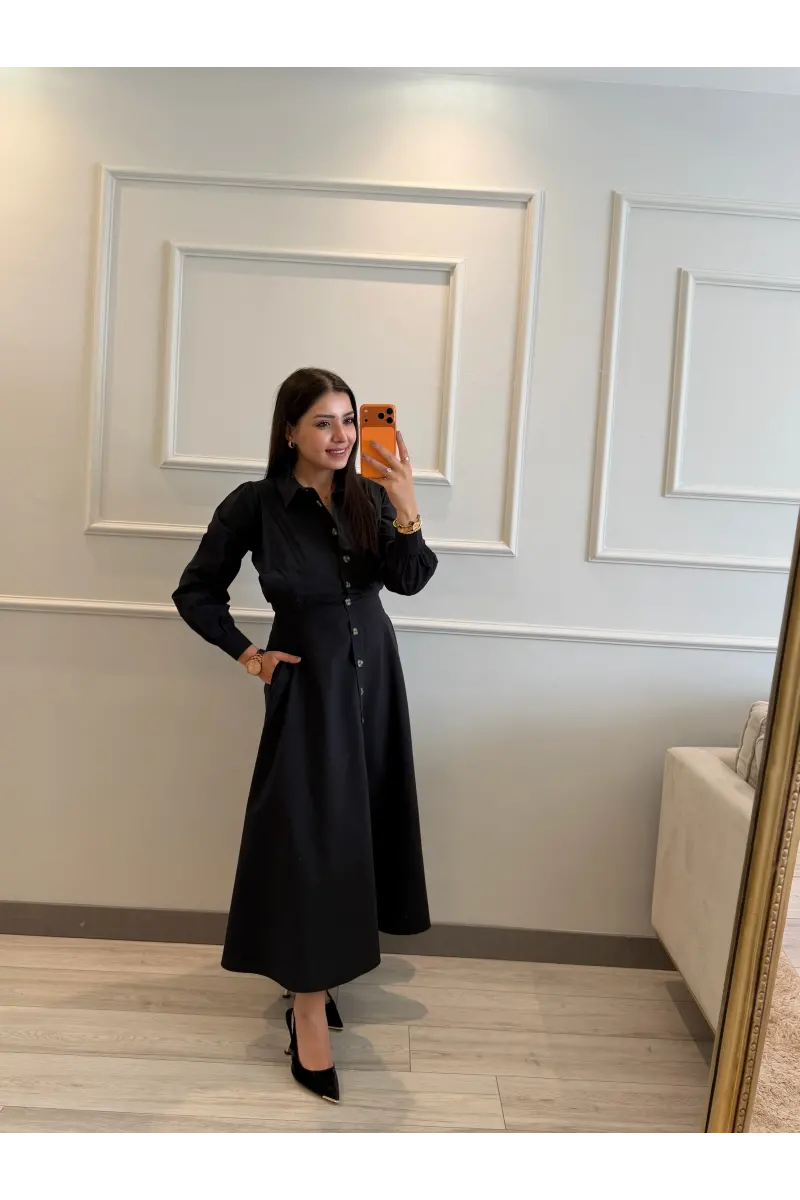 Bağlamalı Poplin Kumaş Elbise