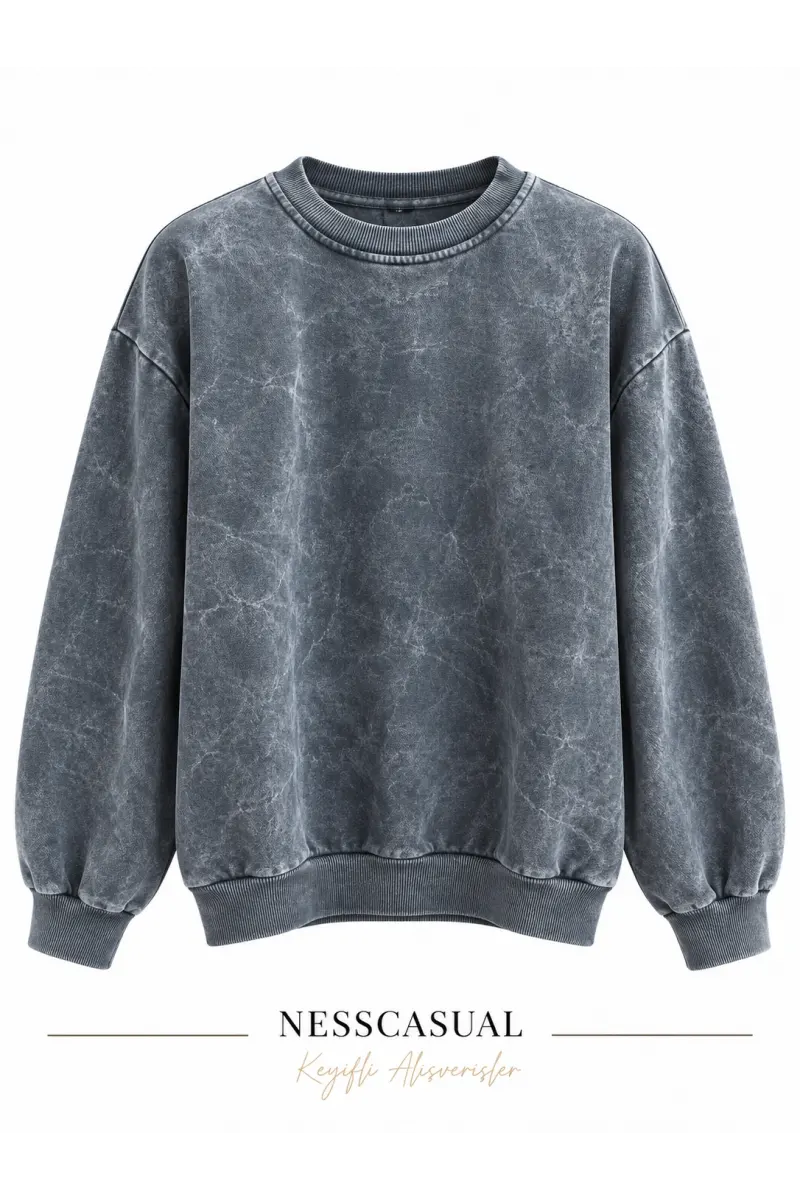 Baskılı Yıkamalı Sweatshirt