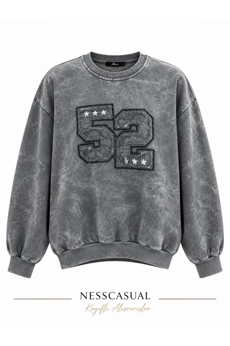 Baskılı Yıkamalı Sweatshirt