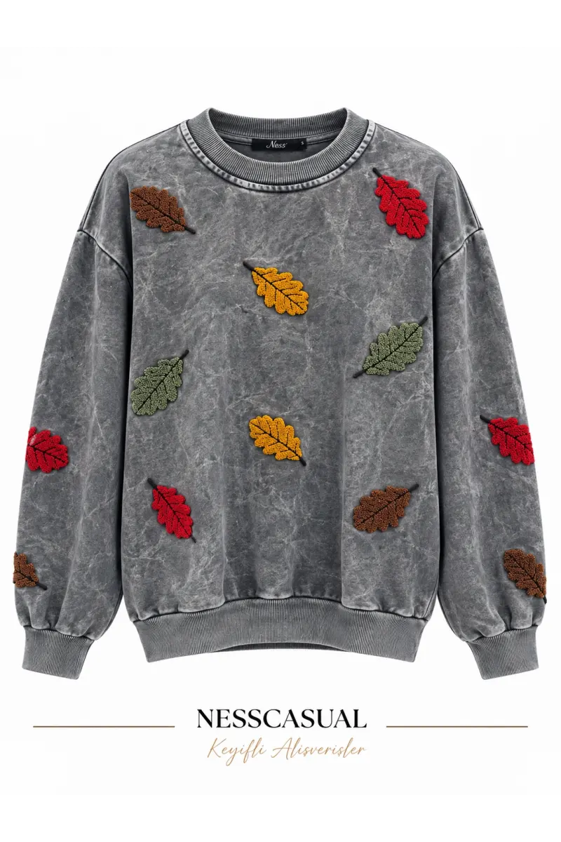 Baskılı Yıkamalı Sweatshirt