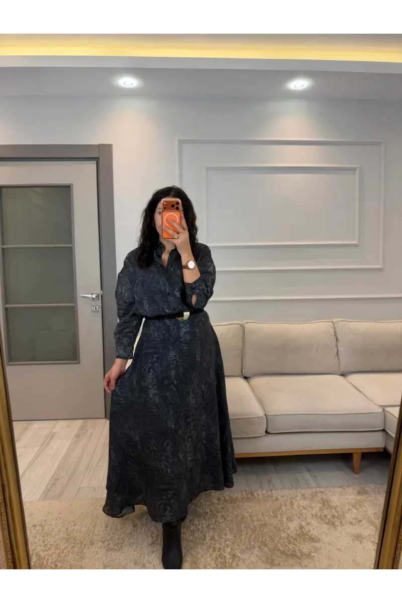 Batik Desenli Organik Kumaş Gömlek Etek Takım