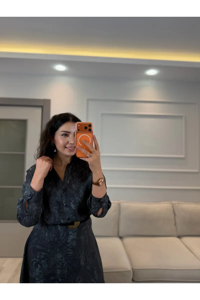 Batik Desenli Organik Kumaş Gömlek Etek Takım