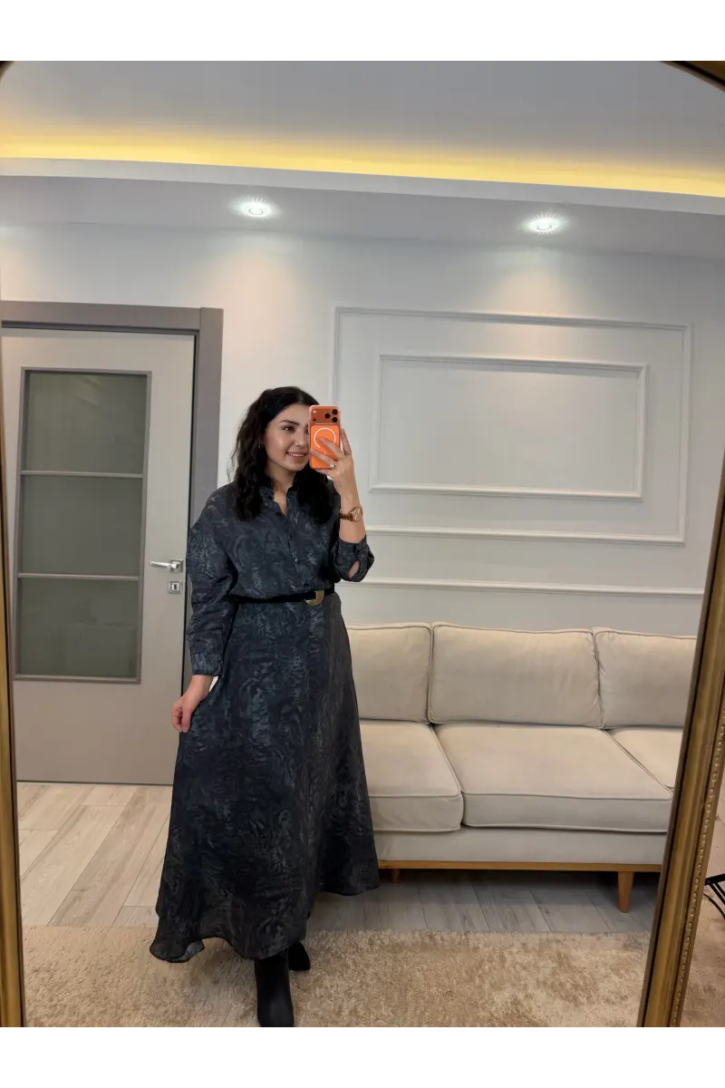 Batik Desenli Organik Kumaş Gömlek Etek Takım