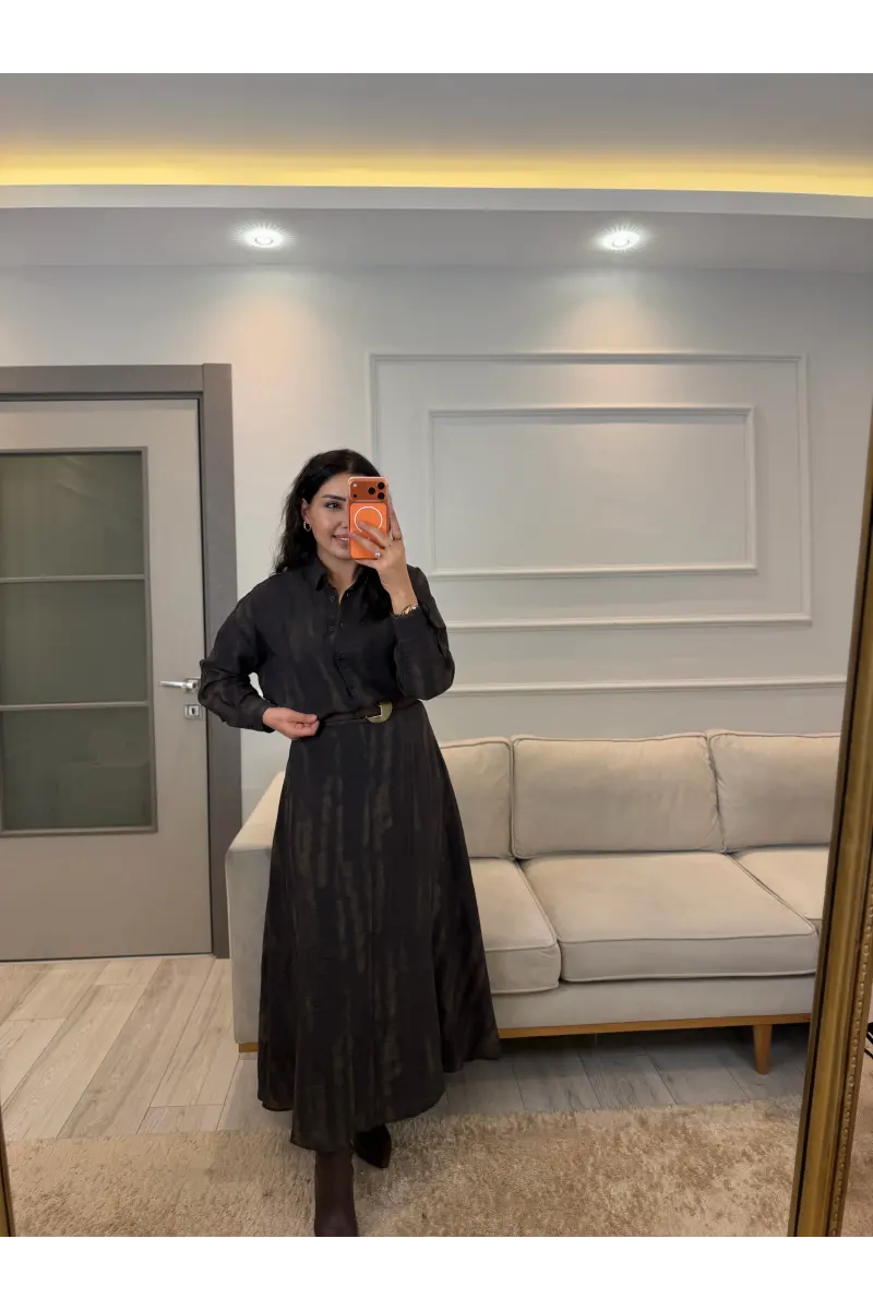 Batik Desenli Organik Kumaş Gömlek Etek Takım