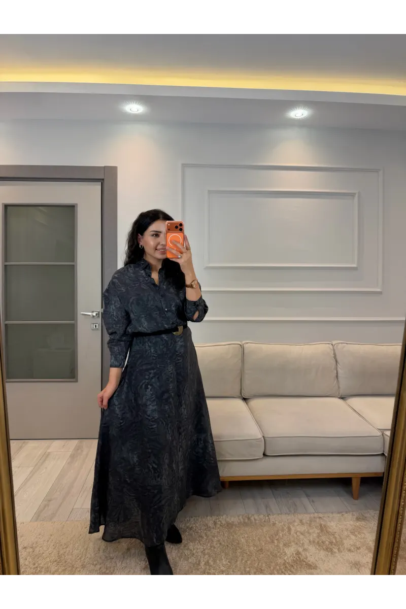 Batik Desenli Organik Kumaş Gömlek Etek Takım